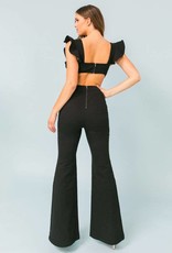 Flared Stretch Denim Jumpsuit