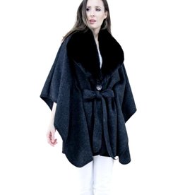 Belted Faux Fur Poncho