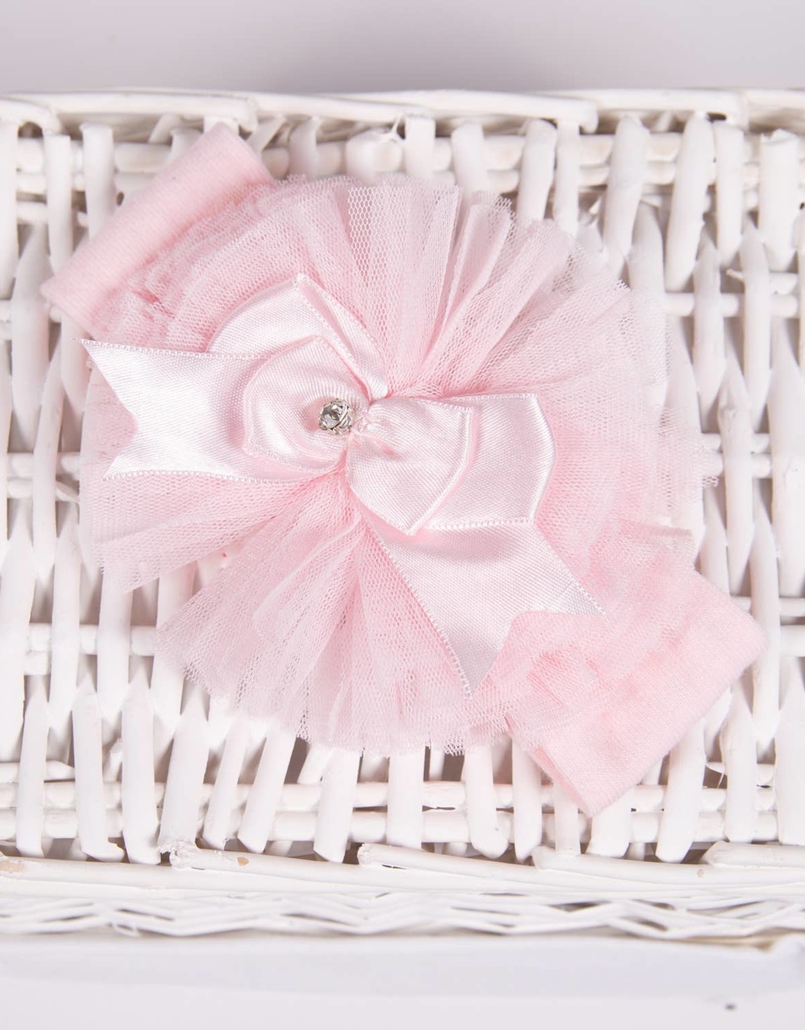 Pink Tulle Bow Head Band 0-12 Months