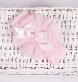 Pink Tulle Bow Head Band 0-12 Months