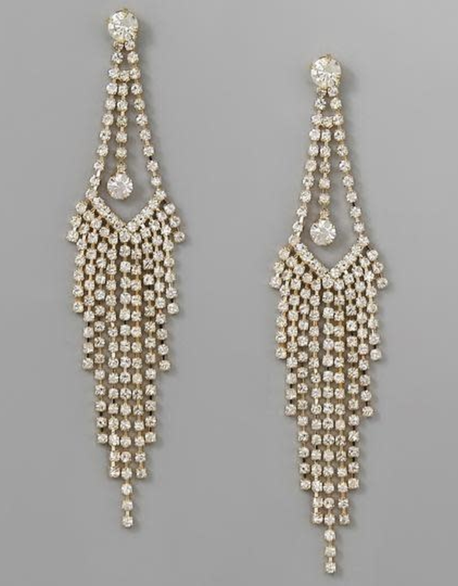 Rhinestone Pave Chandelier Earrings - Gold