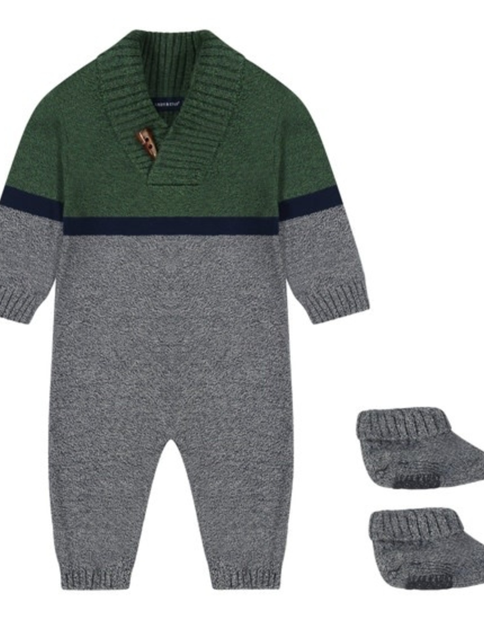 Baby Boys Sweater Knit Coverall w/Booties - Green