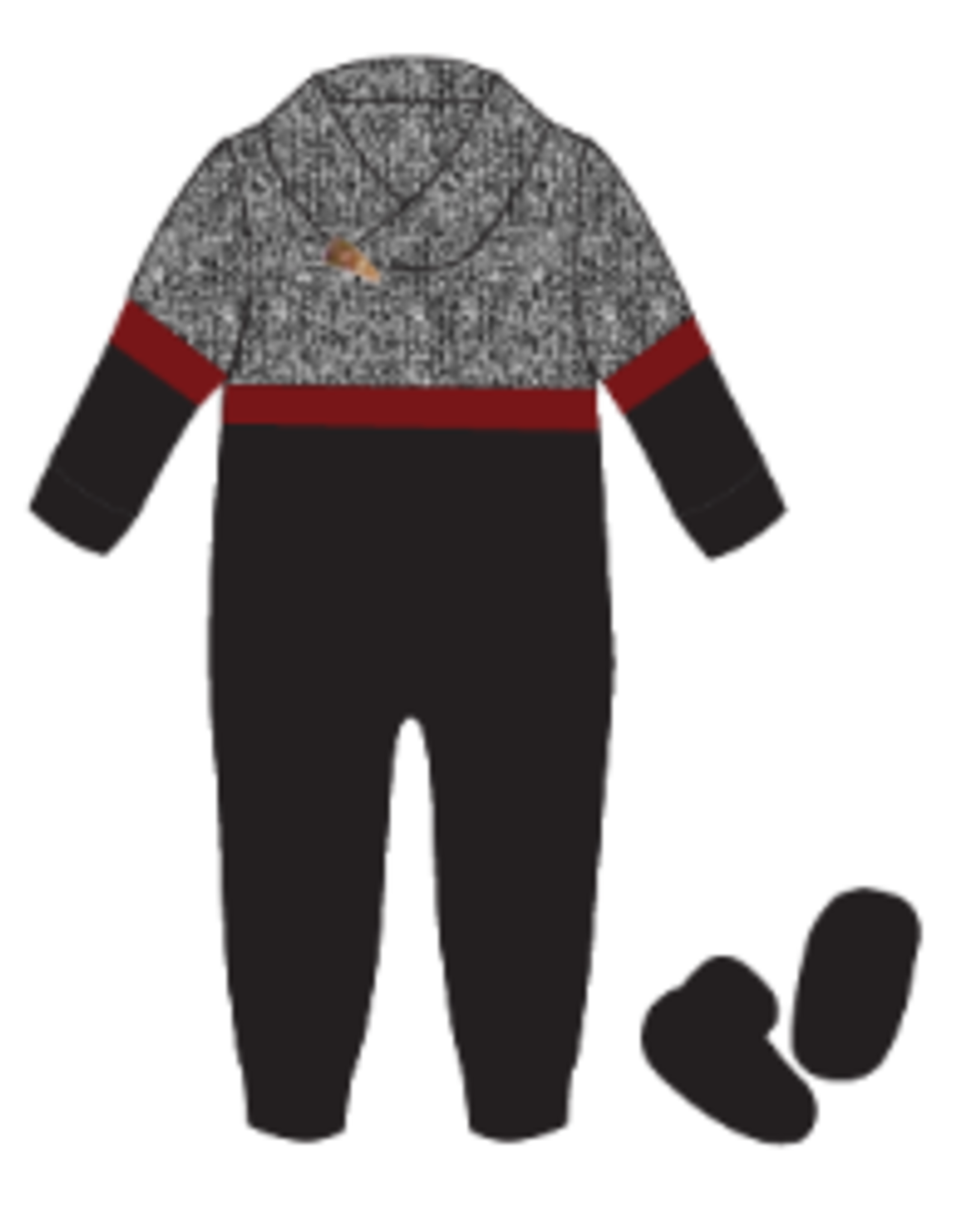 Baby Boys Sweater Knit Coverall w/Booties - Grey/Red/Blk