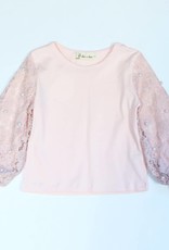 Girls Pearl/Lace Lantern Sleeve Top