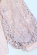 Girls Pearl/Lace Lantern Sleeve Top