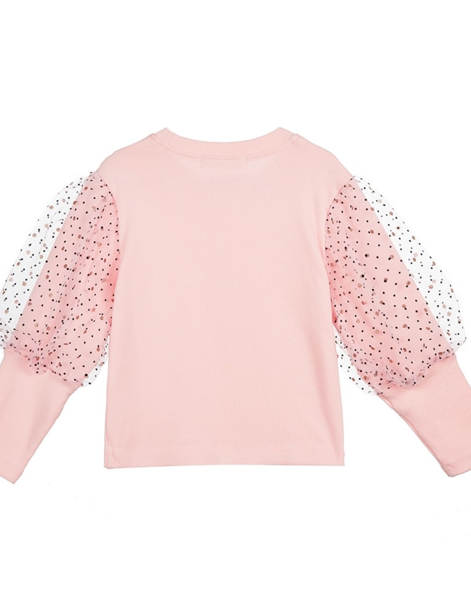 Girls Mesh Dot Statement Sleeve Top