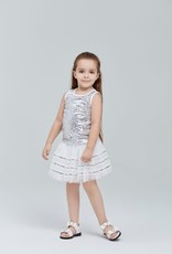 Silver Sequin Tulle Skirt