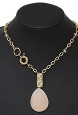 Natural Stone Pendant Necklace - Peach