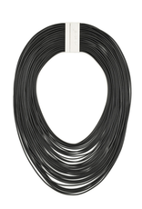 Faux Leather Layered Necklace Blk