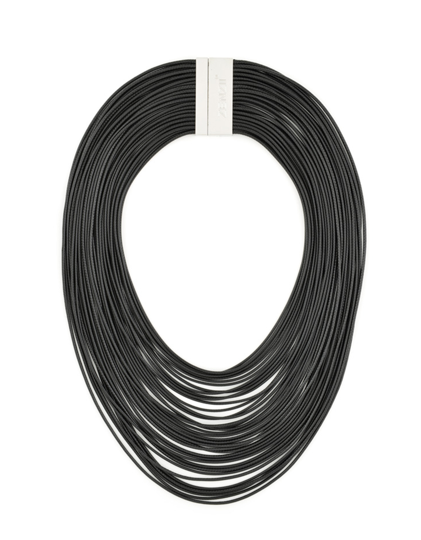 Faux Leather Layered Necklace Blk