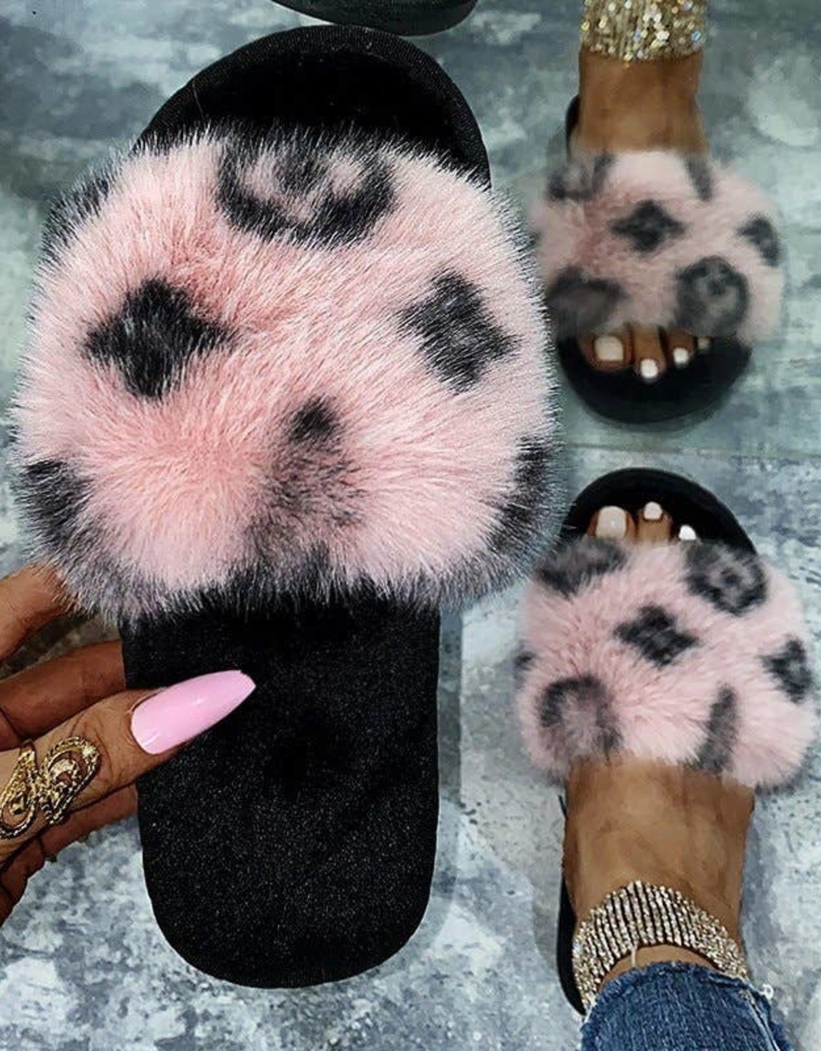 Pink Plush Slippers