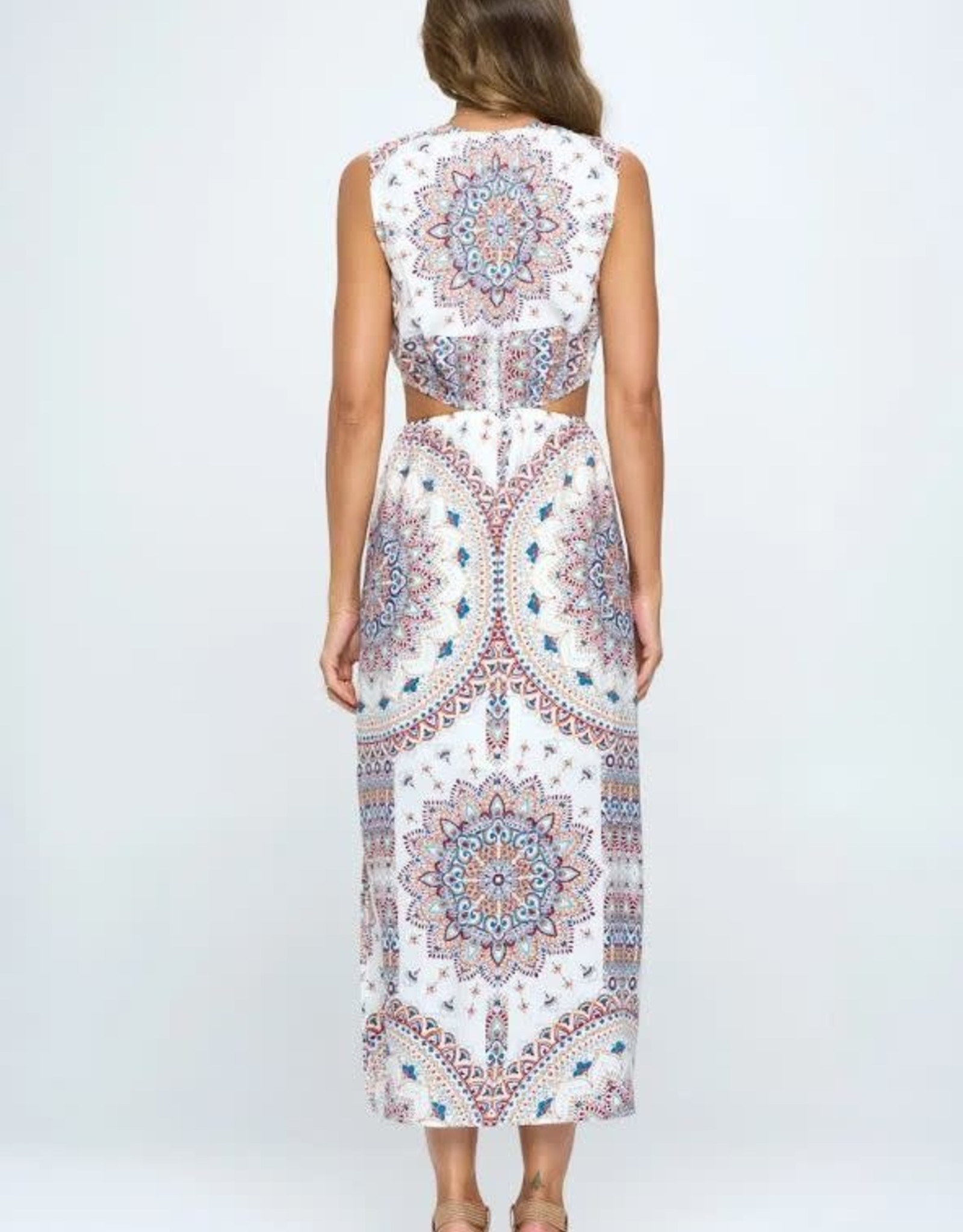 Sleeveless Print Side Cutout Maxi Dress