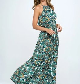 Paisley Print Halter Maxi Dress