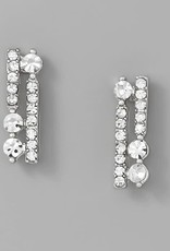 Double Bar Rhinestone Pave Studs