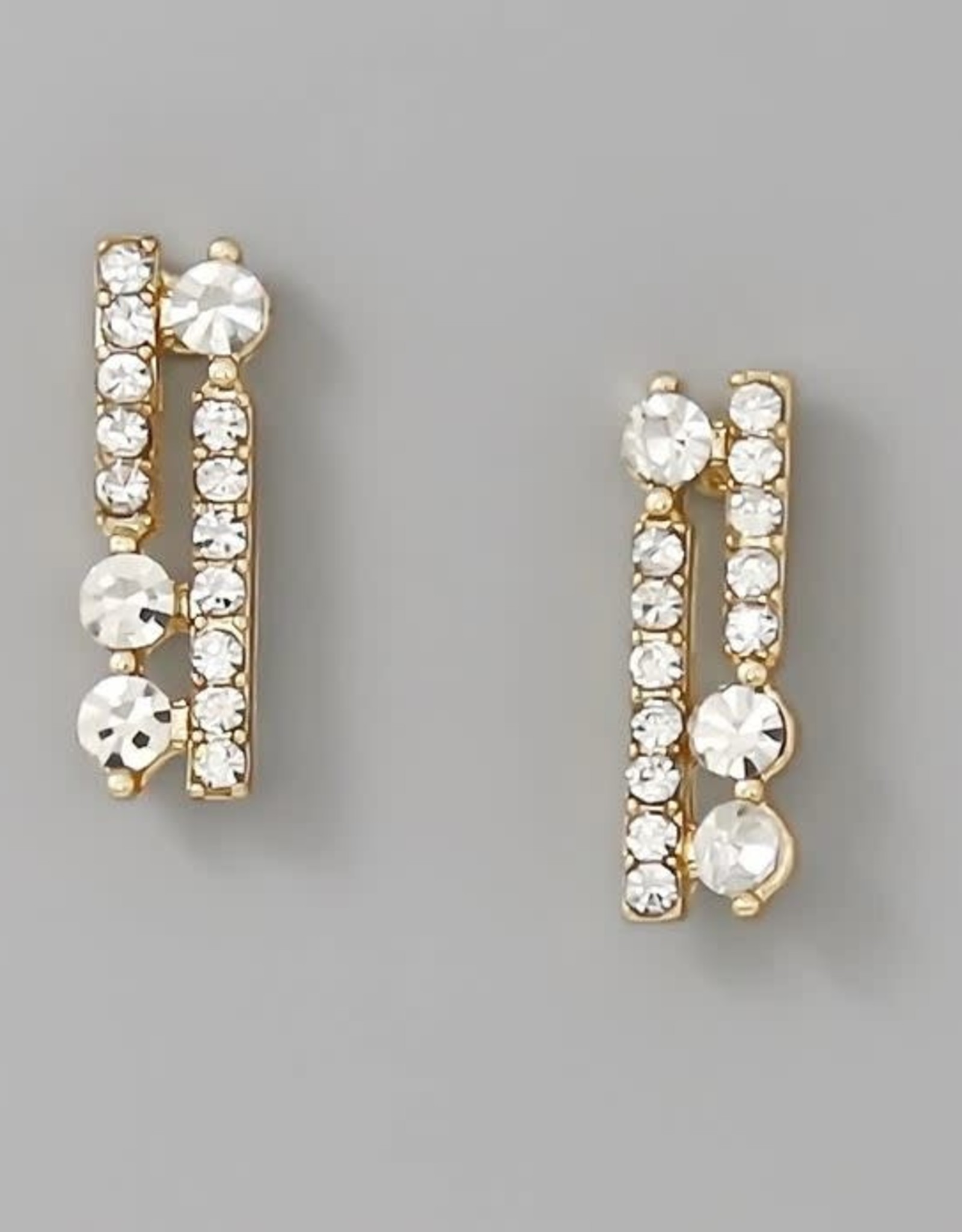 Double Bar Rhinestone Pave Studs