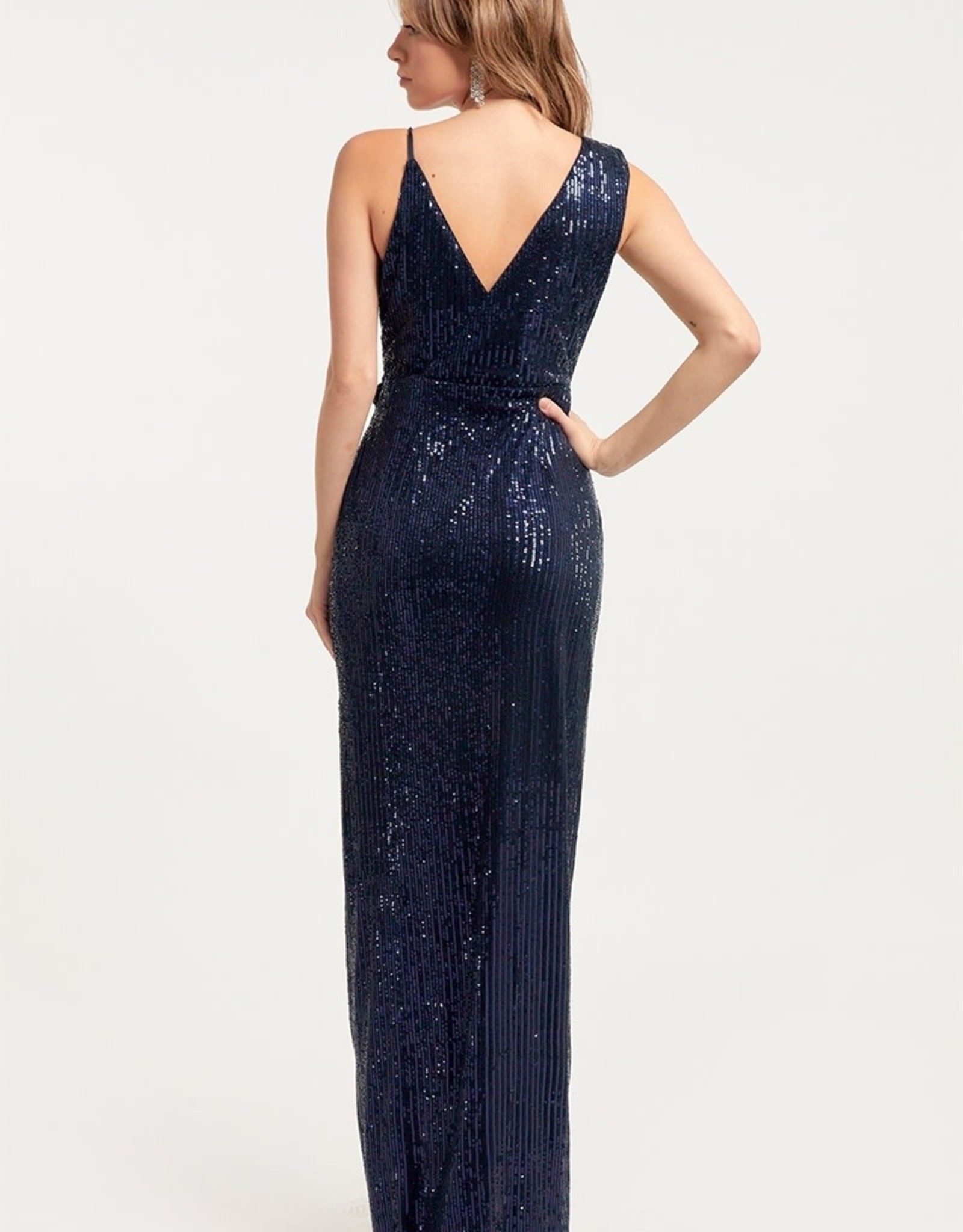 Drape Front Sequin Gown