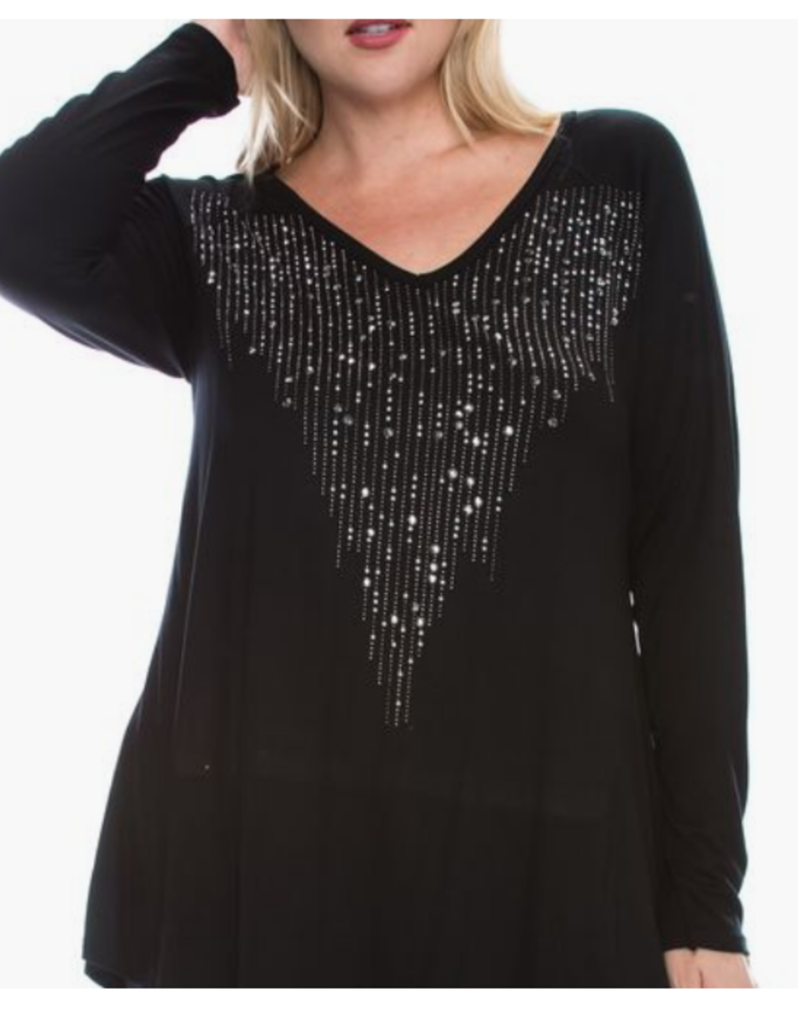 Black Stone Embellished LS Top PLUS