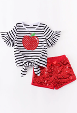 Girl Apple Sequin Short Set