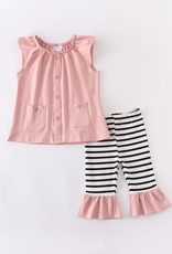Girls' Pink & Stripe Pant Set