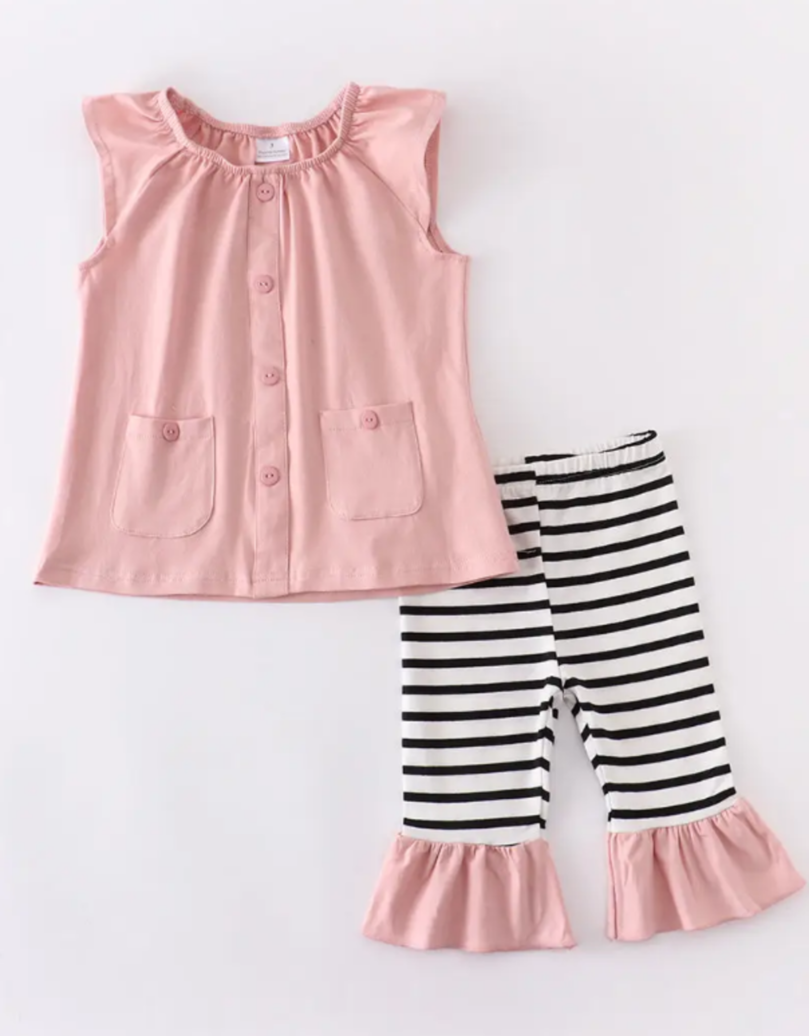 Girls' Pink & Stripe Pant Set