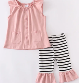 Girls' Pink & Stripe Pant Set