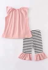 Girls' Pink & Stripe Pant Set