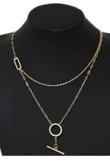 Hoop Bar Pendant Layered Necklace