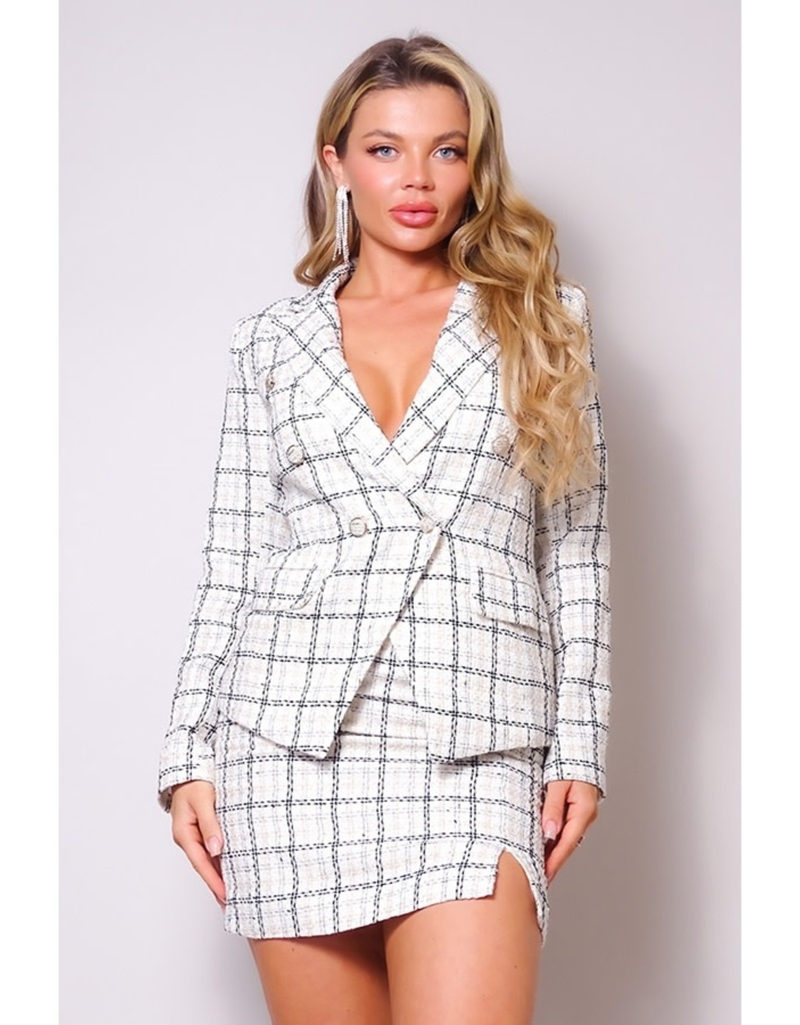 Tweed Blazer Jacket & Skirt Set