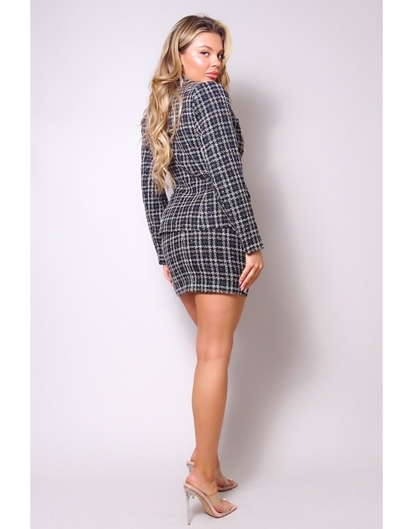 Tweed Blazer Jacket & Skirt Set