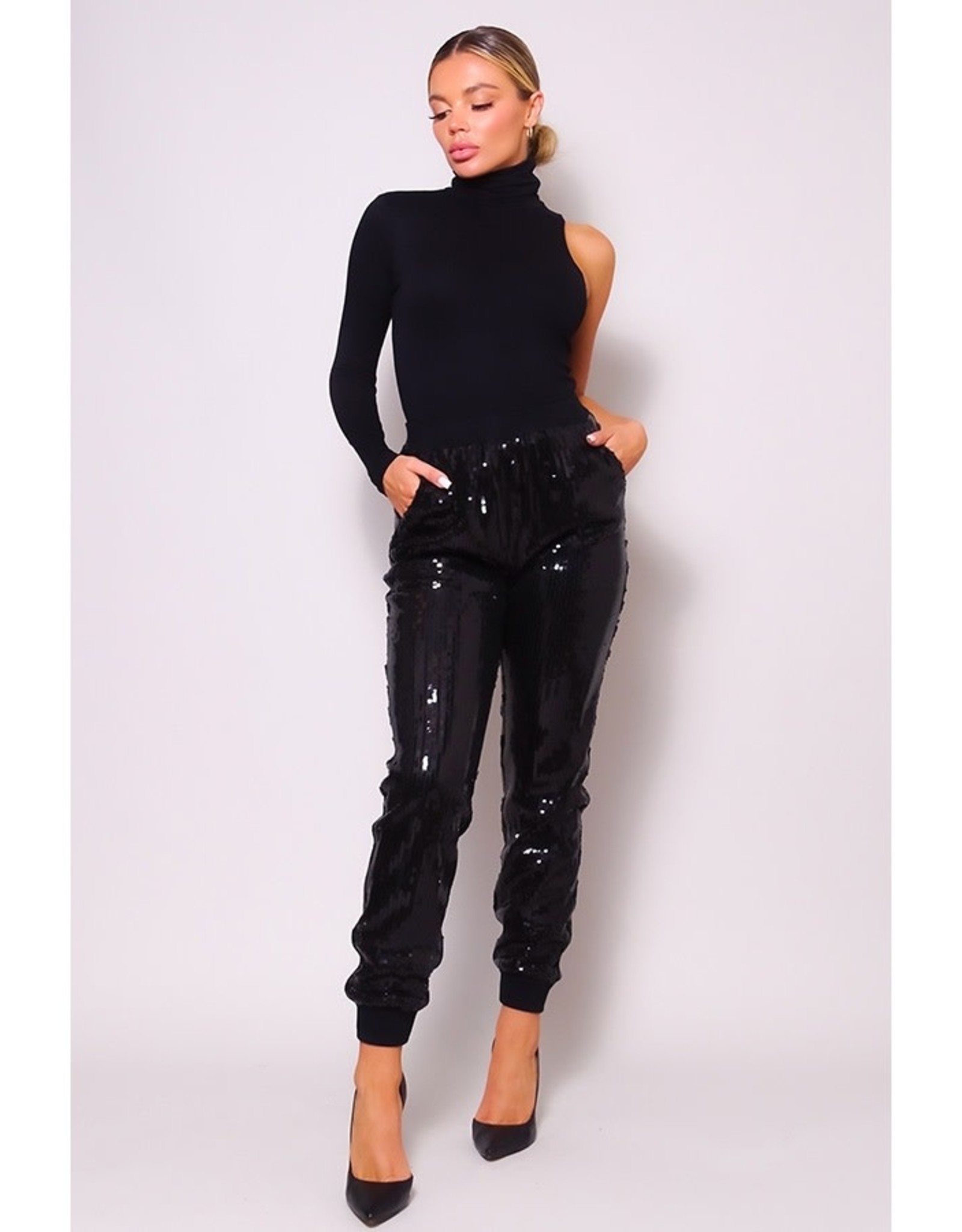 Sequin Jogger Blk