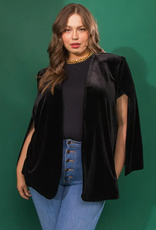 Velvet Cape Blazer - Black PLUS