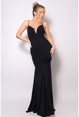 Ruched Deep V Spaghetti Strap Gown