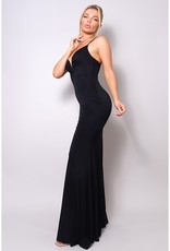 Ruched Deep V Spaghetti Strap Gown