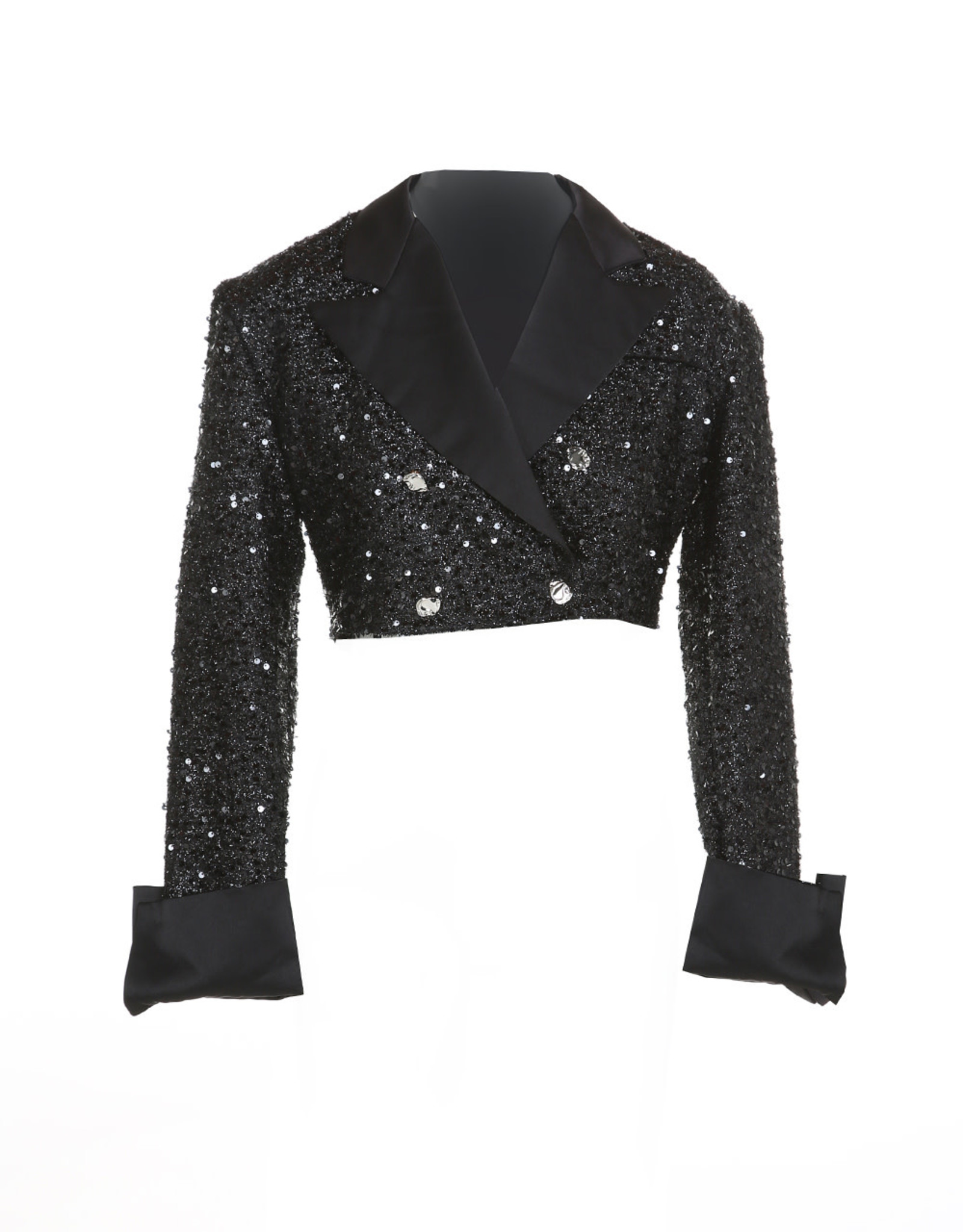 Blk Sequin Crop Jkt