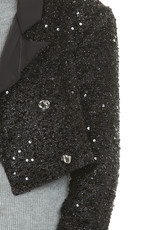 Blk Sequin Crop Jkt