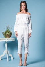 Gauze Off Shoulder Jumpsuit White