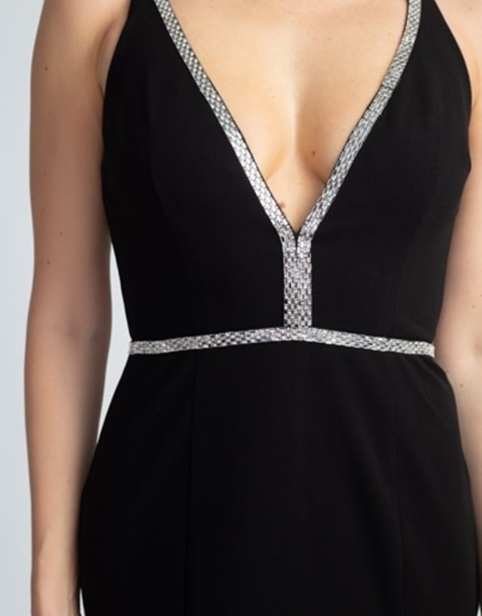 Black Gown with Silver Stone Straps