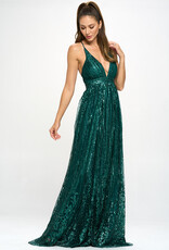 Sequin Glitter X Back Gown