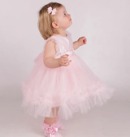 Baby Special Occasion Pink Tulle Ruffle Gown Set