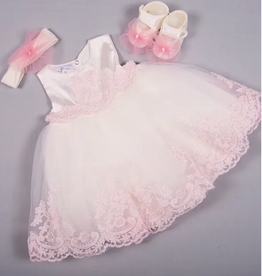 Baby Special Occasion Glitter Lace Dress HB & Bootie Set