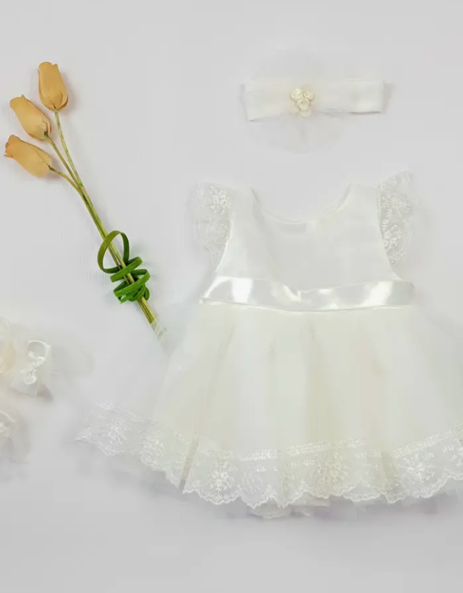 Baby Special Occasion Ivory Embroidery Lace Set