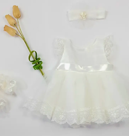 Baby Special Occasion Ivory Embroidery Lace Set
