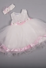 Infant Special Occasion Flower Satin Dress with Headband