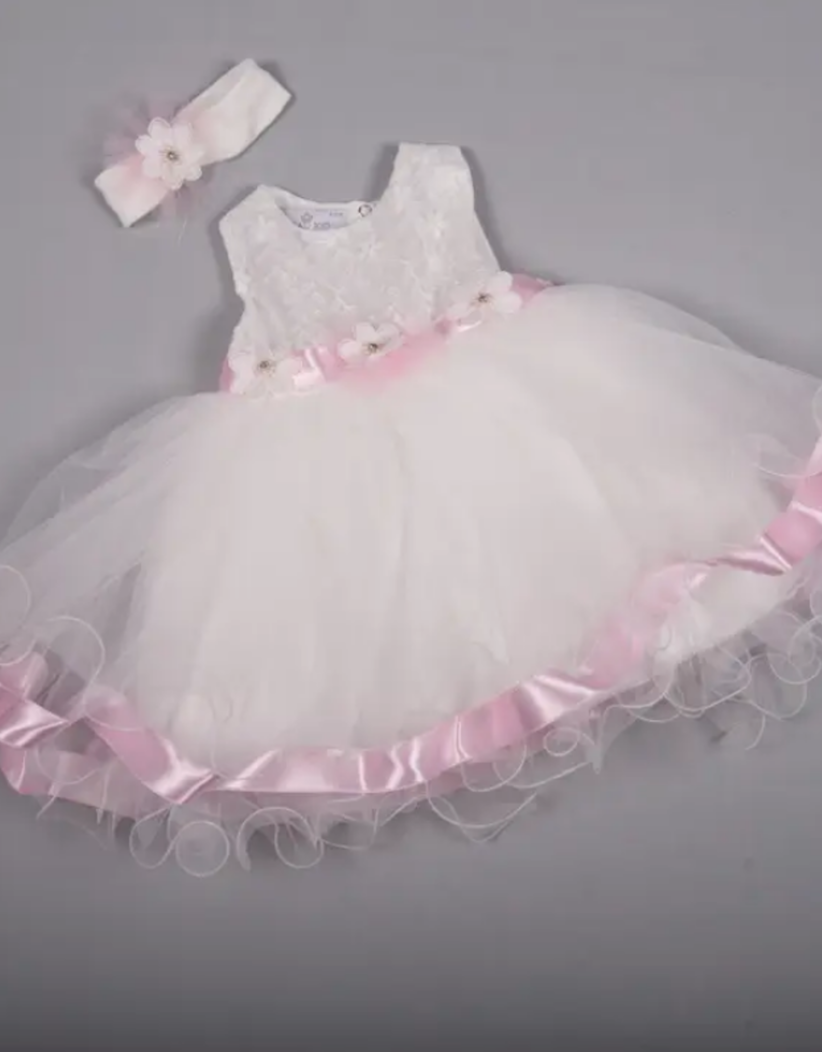 Infant Special Occasion Flower Satin Dress with Headband