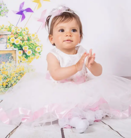 Infant Special Occasion Flower Satin Dress with Headband