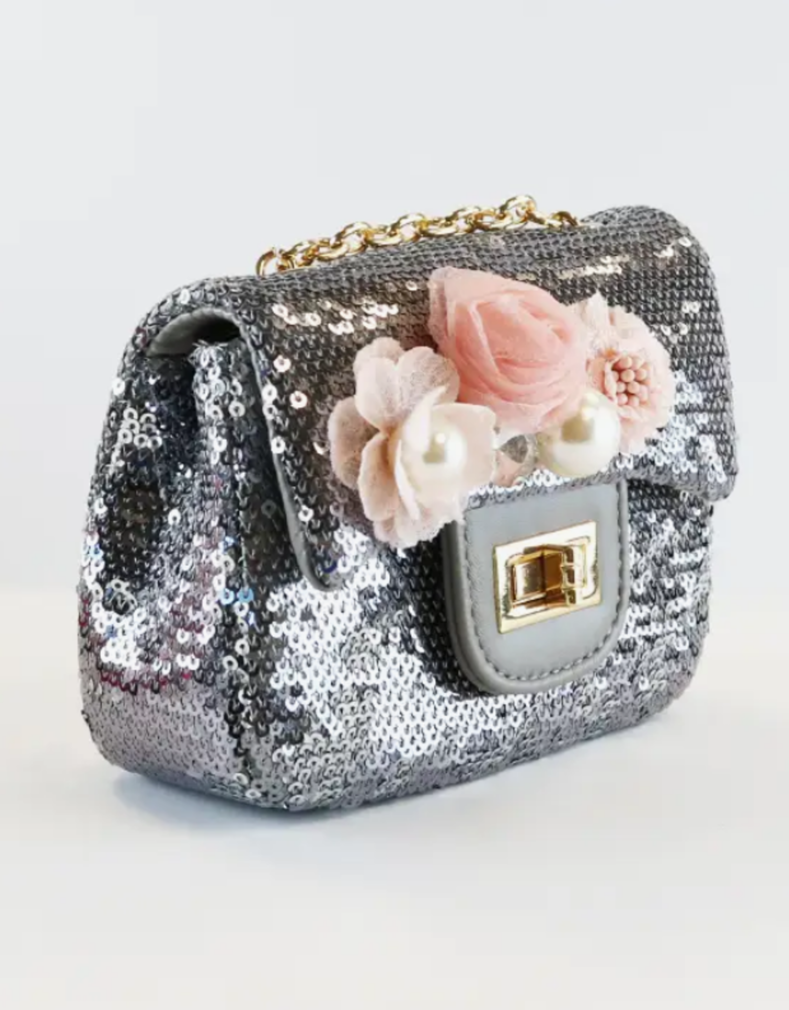 Girls' Floral Sequin Bag