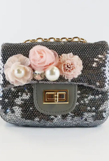 Girls' Floral Sequin Bag