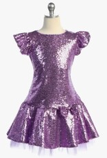 Girls' Sequin Ruffle Sleeve Tutu Dress