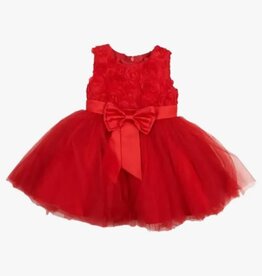 Red Floral Applique Tulle Dress