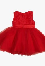 Red Floral Applique Tulle Dress